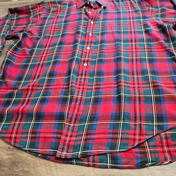 Ralph Lauren Blue Label Shirt Mens Red Plaid Blake 100% Cotton Button Down Large - Picture 3 of 12